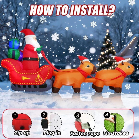 ⚡8FT Christmas Inflatable Santa Claus Capybara and Gift Boxes Outdoor Decoration - Picture 4 of 7